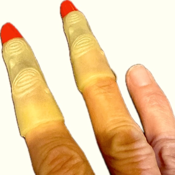 VTG WITCH FINGER RED NAIL WHITE CLEAR HALLOWEEN COSTUME DRESS UP FAUX MANICURE - Picture 8 of 8